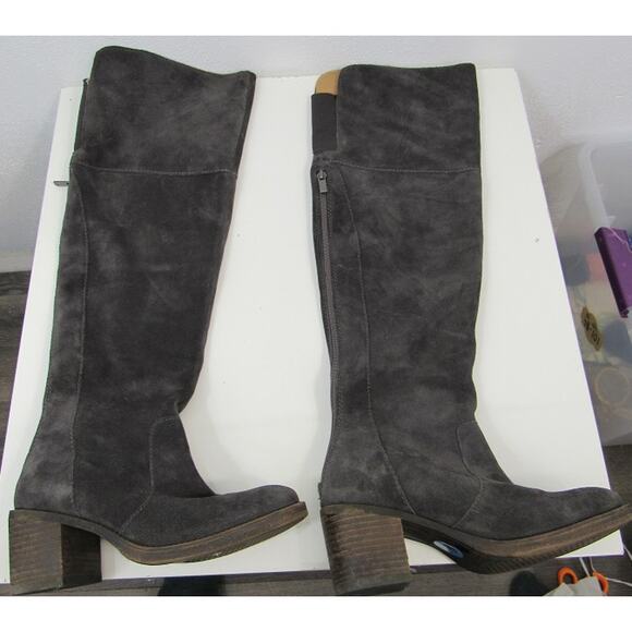 Lucky Brand 6.5 Leather Rayla Over The Knee Boots Block Heel Brown Suede Boots - Picture 2 of 16